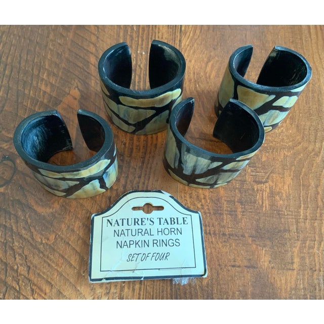 Natural Horn Napkin Rings Set of 4 for Rustic Farmhouse, Organic Modern and British Colonial Tableware. Entertain With Natural Beauty! For Sale - Image 4 of 7