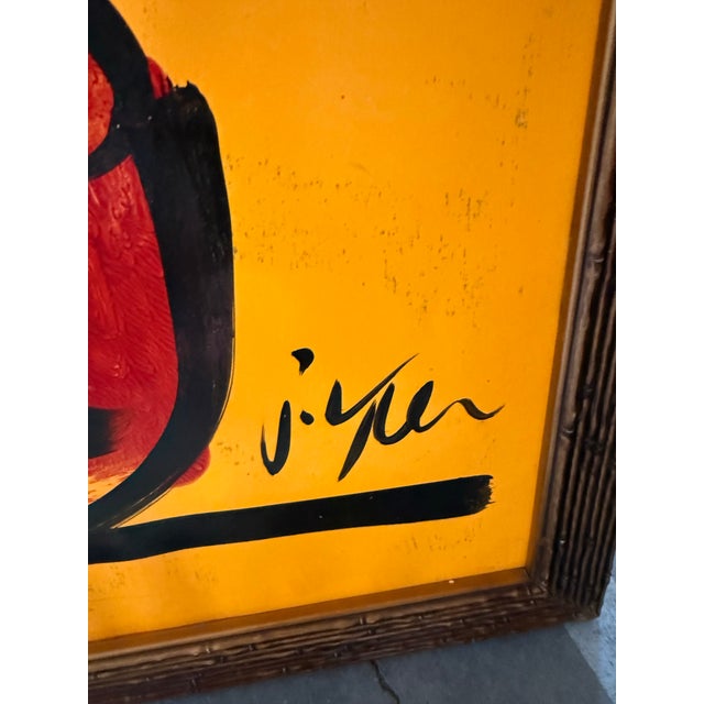 Peter Keil PeterKeil Signed Original Unique Flowers Neon Orange Paper Framed Rare 24x32 For Sale - Image 4 of 5