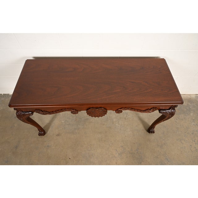 Baker Furniture Georgian Carved Mahogany Console or Sofa Table, Newly Refinished For Sale In South Bend - Image 6 of 16
