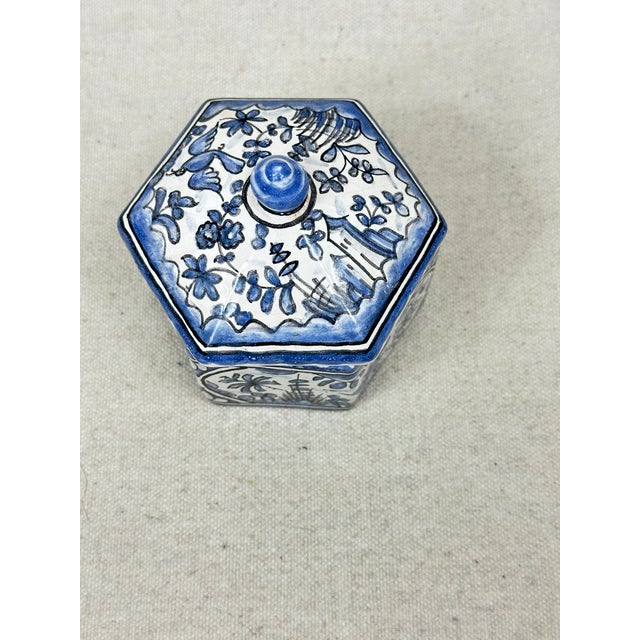 Mediterranean Vintage Hexagon Trinket Box For Sale - Image 3 of 11