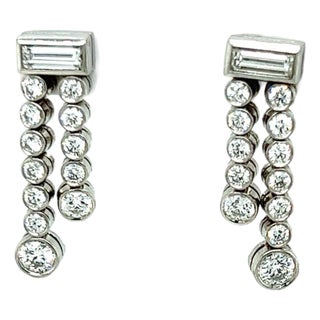Tiffany & Co. Jazz Platinum Diamond Double Row Dangle Earrings For Sale