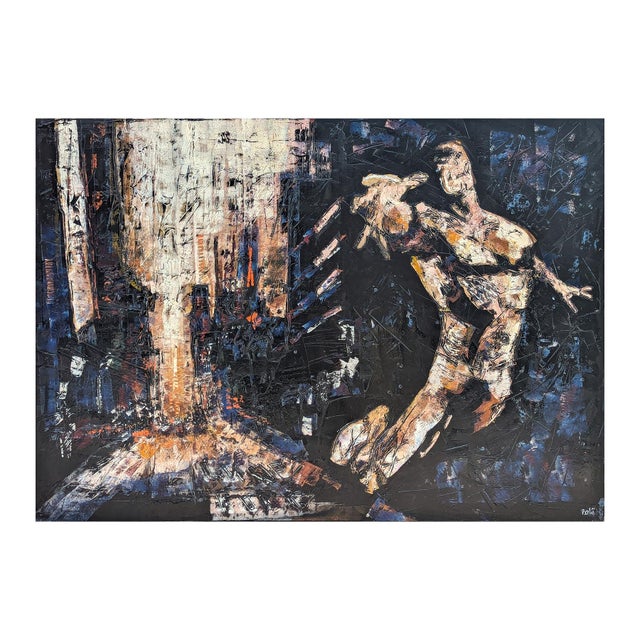 Early 21st Century Pierre Olié "Super Hero" Contemporary Dark Toned Expressive Abstract Figurative Painting, Early 21st Century For Sale - Image 5 of 12