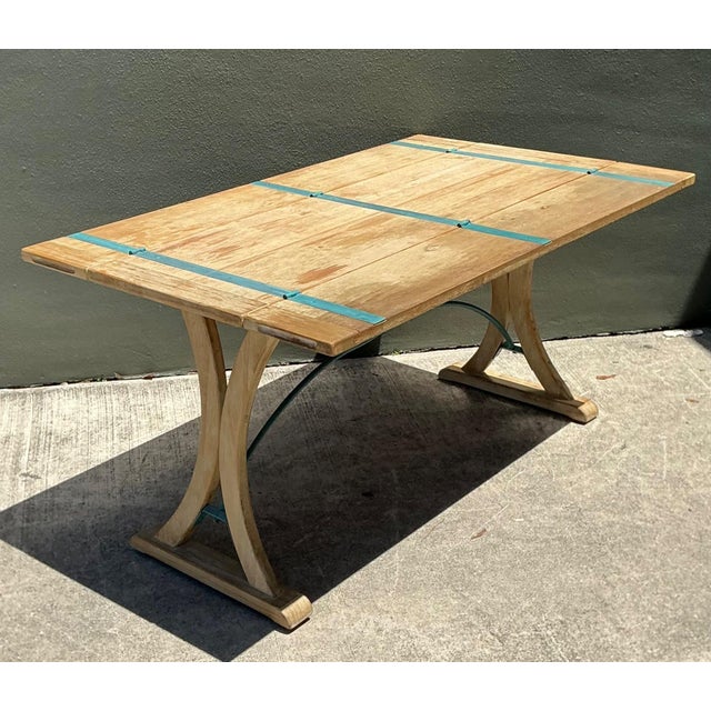 Mid-Century Modern Vintage Wood and Metal Extendable Console Table For Sale - Image 3 of 18