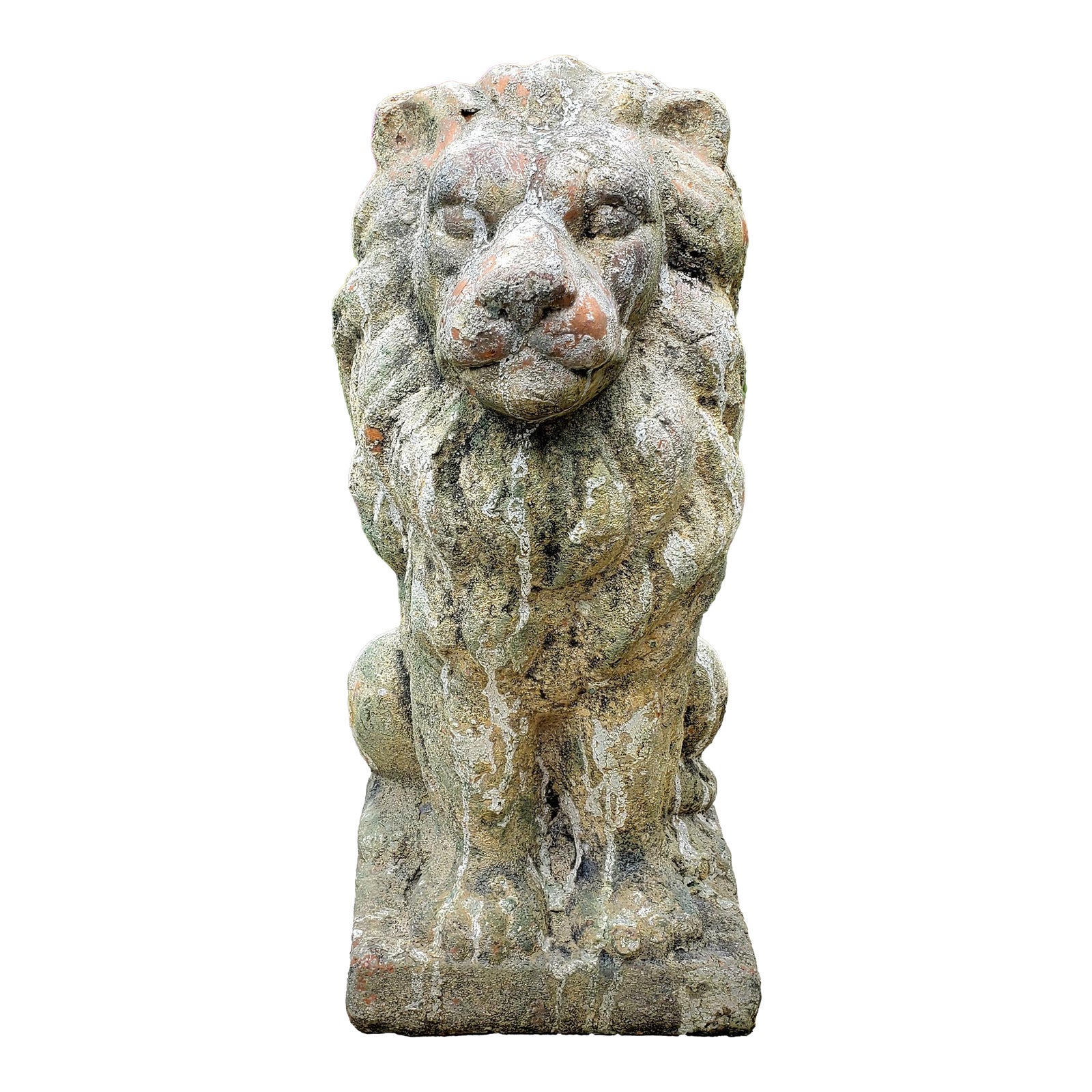 20th Century Italian Garden Statue Terracotta Lion Sculpture Chairish