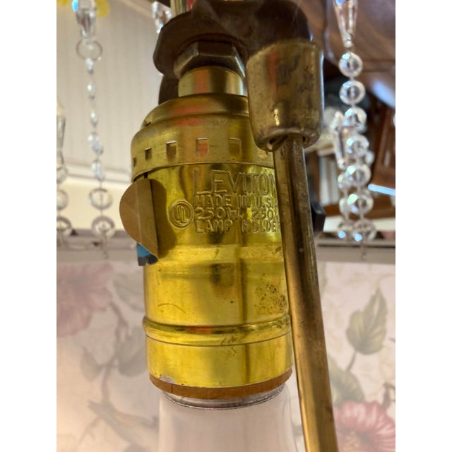 Mid 20th Century Hummingbird Floral Shade With Brass Toned Lamp For Sale - Image 10 of 12