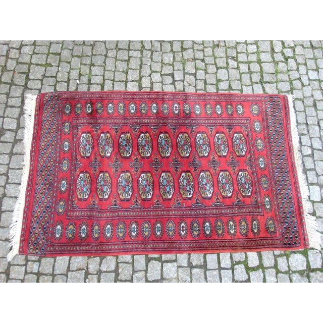 Purple Pakistani Handwoven Bokhara Royal Woolen Carpet, 1980s For Sale - Image 8 of 8