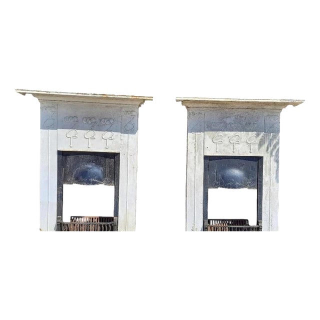Art Nouveau Cast Iron Combination Fireplaces, Set of 2 For Sale