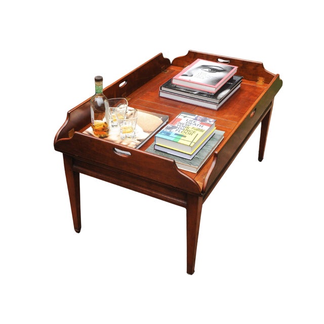 Campaign Mahogany and Brass Butlers Coffee Table by Kennedy Furniture for Harrods For Sale - Image 11 of 12