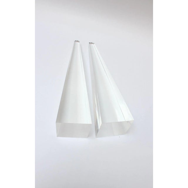 Plastic Pair of Large Vintage Lucite Decorative Obelisks For Sale - Image 7 of 11
