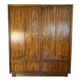 1960s Mid Century Modern Drexel Accolade Armoire Shelf System Campaign Style For Sale