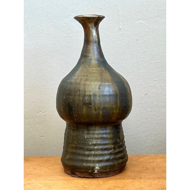 Ceramic Vintage Textured Studio Pottery Vase For Sale - Image 7 of 17