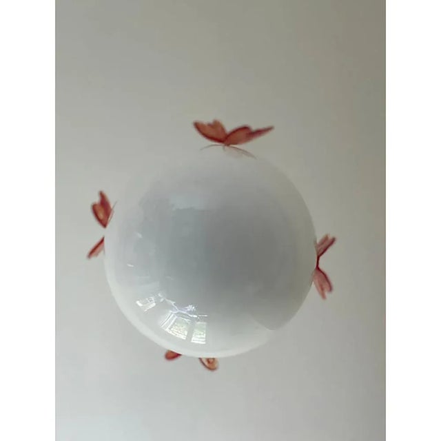 Italian Murano Style Glass Opalino Pendant with Red Butterfly from Simoeng For Sale - Image 9 of 10