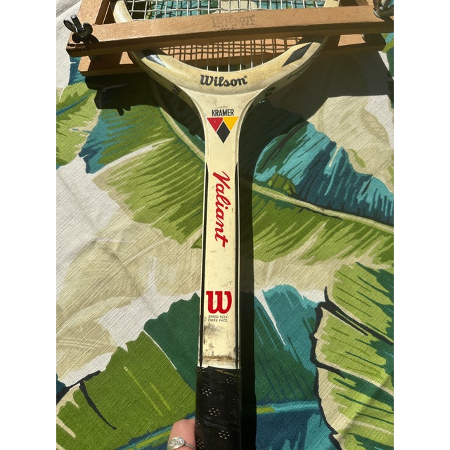 Collection of Vintage Wilson Wooden Tennis Rackets, Cover, and Guards For Sale - Image 4 of 7