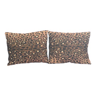 1960s Pair Brocade Animalia Safari Style Pillowd For Sale