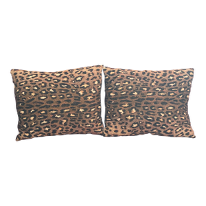 1960s Pair Brocade Animalia Safari Style Pillowd