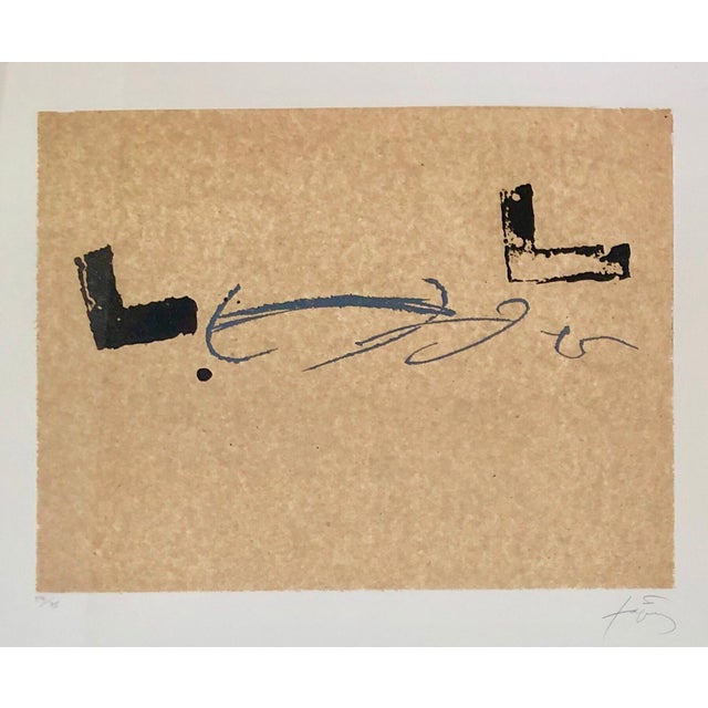 Size includes frame. There is a plate impression at the image that leads me to believe this is an aquatint. Antoni Tàpies...