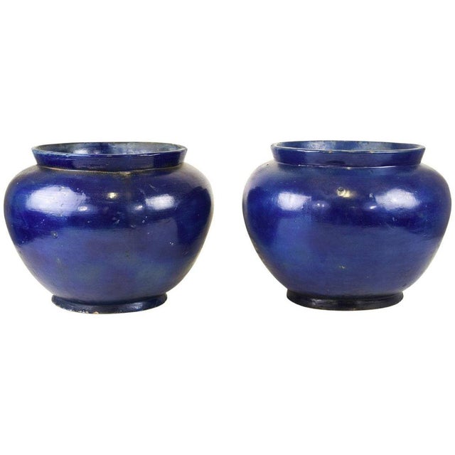 19th Century Blue Terracotta Vases, Set of 2 For Sale - Image 6 of 6
