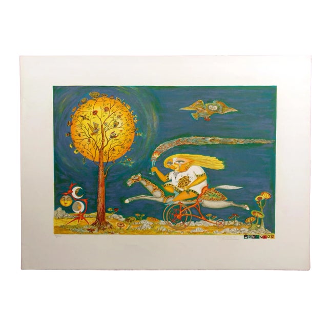 1980s "Luna Liena" Guillermo Silva Signed Numbered Lithograph For Sale