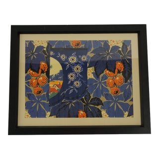 Vintage Framed Wallpaper Fragment For Sale