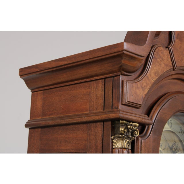 Wood Pearl Cherry Tall Case Grandfather Clock For Sale - Image 7 of 18