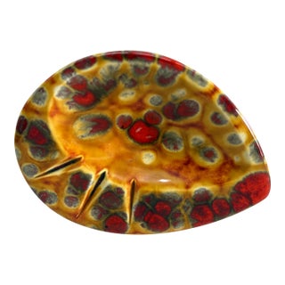 Mid-Century Orange Crystalline Glaze Studio Pottery Ashtray For Sale