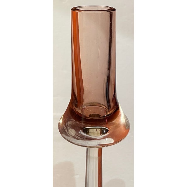 1960s Rare Set of 6 Signed Vintage Gino Cenedese Murano Sommerso Glass Candlesticks For Sale - Image 5 of 15