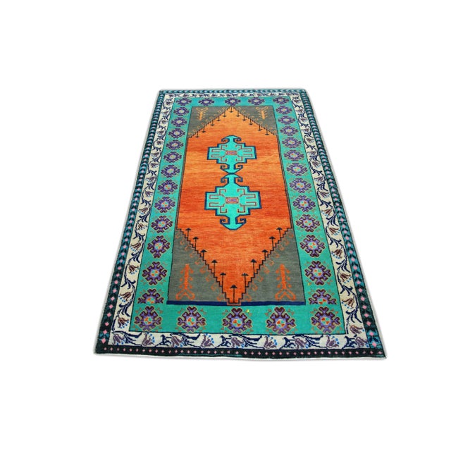 1960s Vintage Turkish Rug 3'11" x 6'7" For Sale - Image 5 of 6