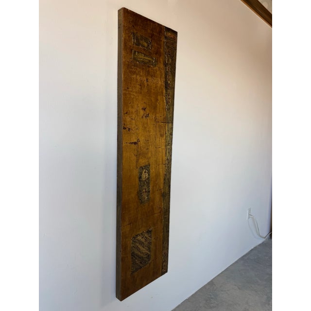 Vintage Mixed Media Textured Expressionist Abstract Painting on Wood Panel – Unsigned For Sale In Miami - Image 6 of 10