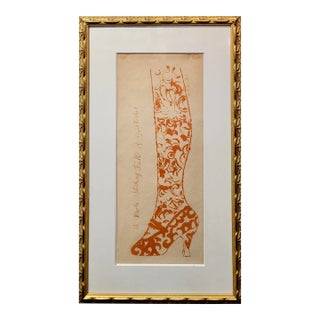 Andy Warhol- Leg & Shoe "A Stocking Full of Good Wishes" 1956 Lithograph For Sale