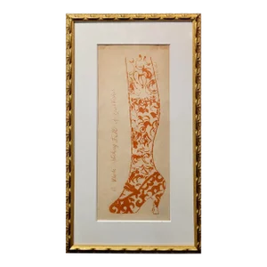 Andy Warhol- Leg & Shoe "A Stocking Full of Good Wishes" 1956 Lithograph