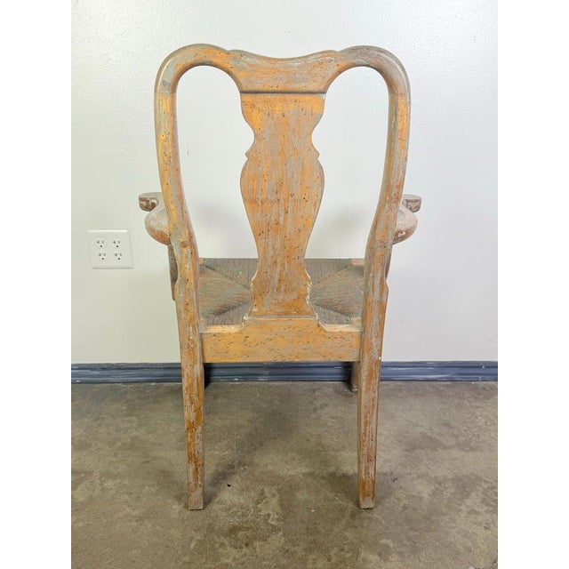 Set of Eight Queen Anne Dining Chairs, Carved Wood, Distressed Finish For Sale - Image 10 of 16