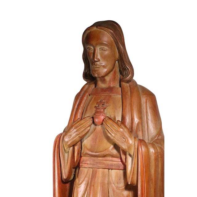 Vintage Carved Wood Jesus Dated '69 For Sale - Image 12 of 16
