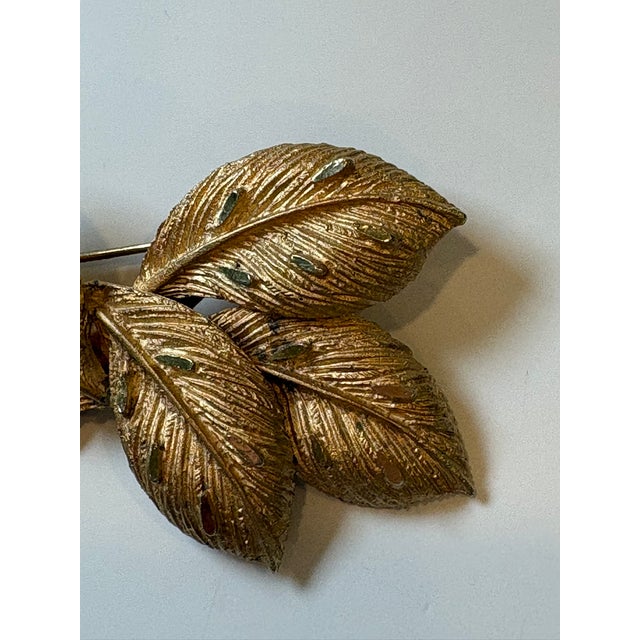 Vintage Coro Gold Tone Leaf Spray Feathers Brooch Jewelry For Sale - Image 9 of 12