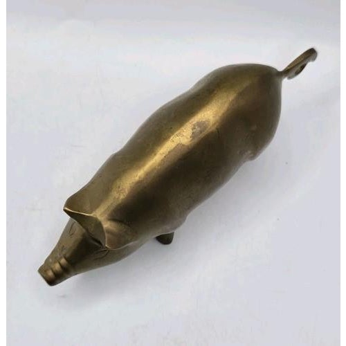Brass Vintage Contemporary Solid Brass Pig Figurine For Sale - Image 8 of 17