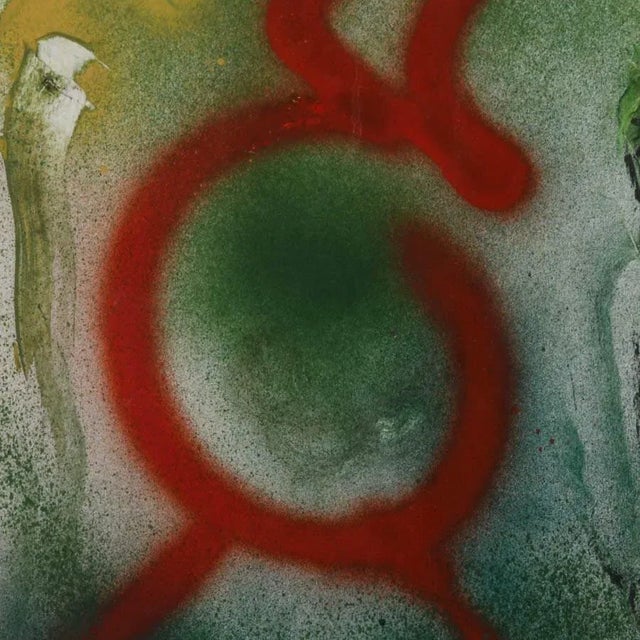 Abstract Framed J. Akston "Squiggle II 1973" Enamel on Paper For Sale - Image 3 of 9