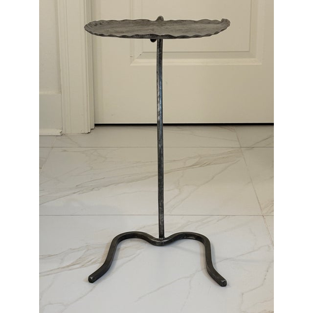 Vintage Salterini Lily Pad Drink Table / Garden Table in Raw Metal For Sale - Image 9 of 12