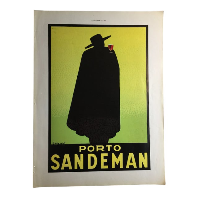 1930s Vintage Porto Sandeman French Advertisement For Sale