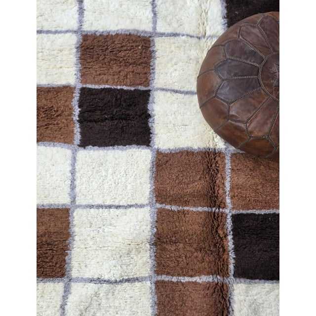 Brown Checkered Moroccan Rug - 9.8 X 8.5 Ft For Sale - Image 4 of 8