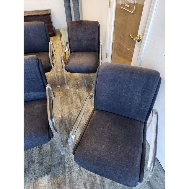 1970s Leon Rosen for Pace Collection Style Lucite Dining Chairs - Set of 6 For Sale In New York - Image 6 of 14