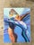 This vintage figurative drawing by Ron Seitler is rendered in oil crayon on paper, with intertwining figures set against a...