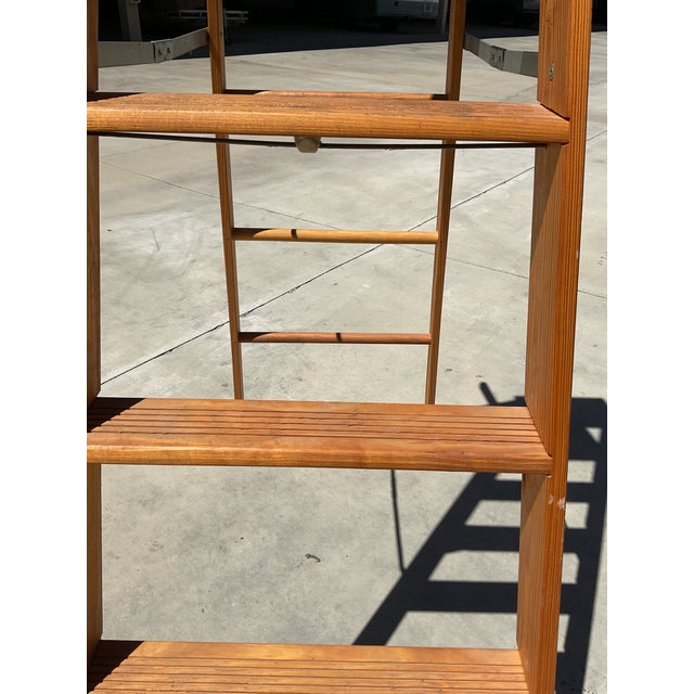 Vintage Wooden Painter’s Step Ladder With Folding Paint Shelf – Solid Wood – Rustic Farmhouse Decor For Sale - Image 14 of 16