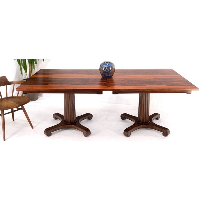 Wood Two Part Rosewood Two Pedestals Dining Table Game Table Mint For Sale - Image 7 of 17
