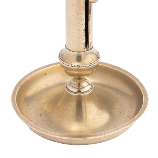Brass French Cast Brass Charles X Candlestick With Ejector and Tole Shade, 1820 For Sale - Image 8 of 13