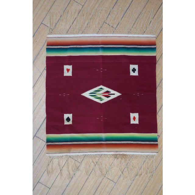 A finely woven pair of unusual card table weavings. Circa 1920. A beautiful boho set that will add to your tabletop!