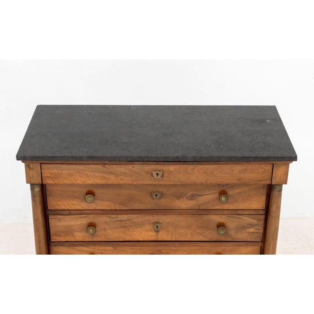 Traditional Empire Walnut & Black Marble Top Commode, Circa 1815 For Sale - Image 3 of 9