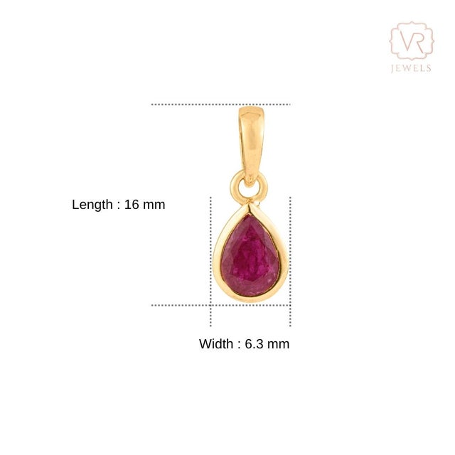Pear-Cut Ruby Solitaire Pendant in 14k Yellow Gold by VRJewels For Sale - Image 11 of 15
