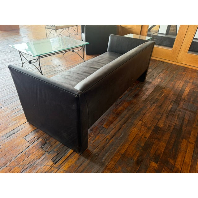 Gary Lee for Niedermeier Black Leather Architectural Sofa, Mid-1990s Designed by Gary Lee for Niedermeier in the...