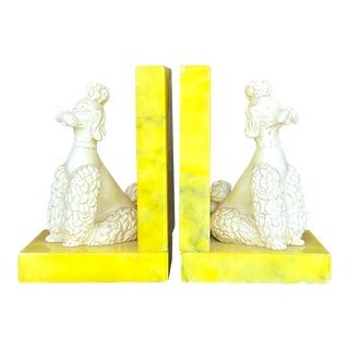 Vintage Regency Stone Poodle Bookends - a Pair For Sale