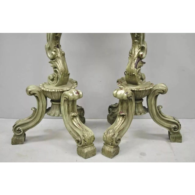 Late 20th Century Italian Baroque Style Marble Top Figural Bearded Man Pedestal Stands - a Pair For Sale In Philadelphia - Image 6 of 11