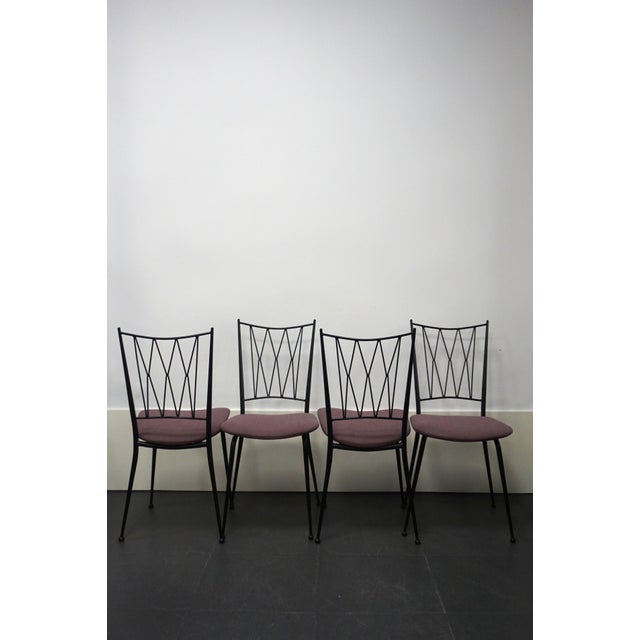 Metal French Black Lacquered Chairs, 1950s, Set of 4 For Sale - Image 7 of 10